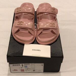 CHANEL 24P pink lambskin mules